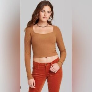 Wild Fable Black Long Sleeve Crop Top